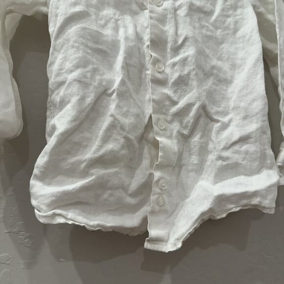Jacadi White Linen Long Sleeve Button Up Shirt - Picture 4 of 6